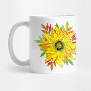 Sunflower and Autumn Leafs Mug